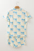 Southern Belle Bow Print Short Sleeve Shorts Pajama Set