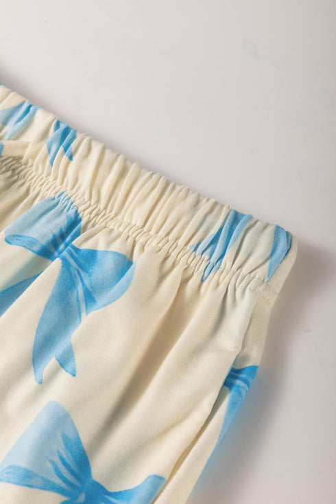 Southern Belle Bow Print Short Sleeve Shorts Pajama Set