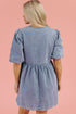 Southern Belle Bowknot Bubble Sleeve Denim Mini Dress