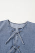 Southern Belle Bowknot Bubble Sleeve Denim Mini Dress