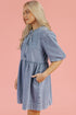 Southern Belle Bowknot Bubble Sleeve Denim Mini Dress