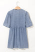 Southern Belle Bowknot Bubble Sleeve Denim Mini Dress