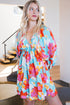 Southern Belle Bracelet Sleeve Empire Waist Mini Floral Dress
