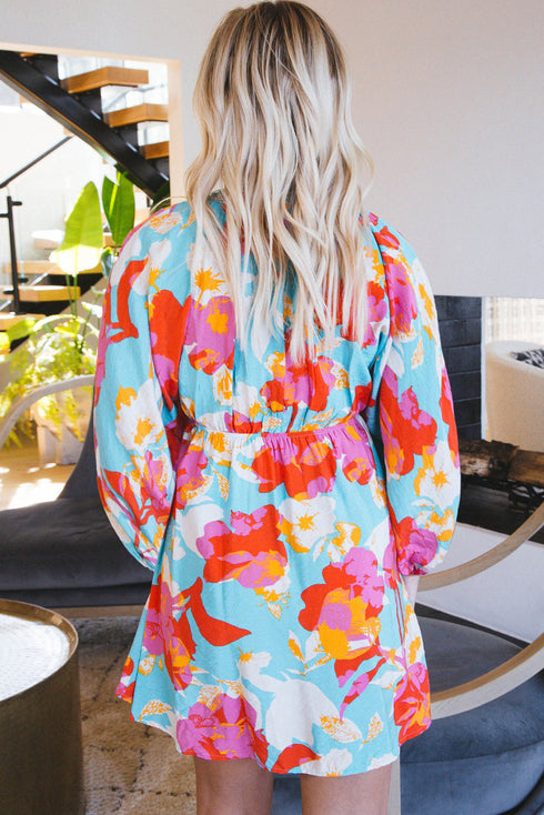 Southern Belle Bracelet Sleeve Empire Waist Mini Floral Dress