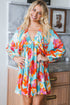 Southern Belle Bracelet Sleeve Empire Waist Mini Floral Dress