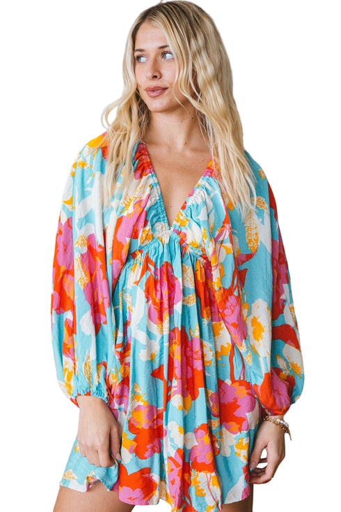 Southern Belle Bracelet Sleeve Empire Waist Mini Floral Dress