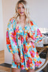 Southern Belle Bracelet Sleeve Empire Waist Mini Floral Dress