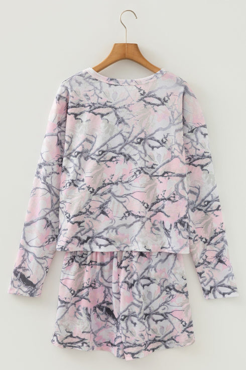 Southern Belle Camouflage Print Henley Short Set