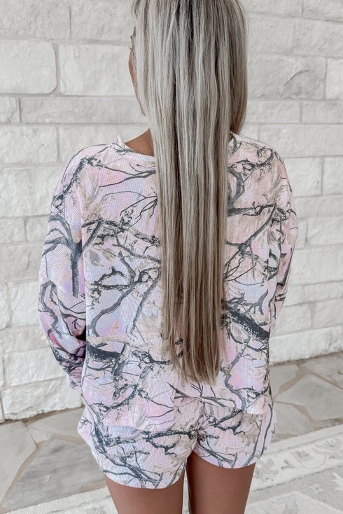 Southern Belle Camouflage Print Henley Short Set