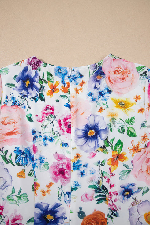 Southern Belle Cap Sleeve Mini H Line Floral Dress