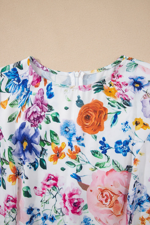 Southern Belle Cap Sleeve Mini H Line Floral Dress