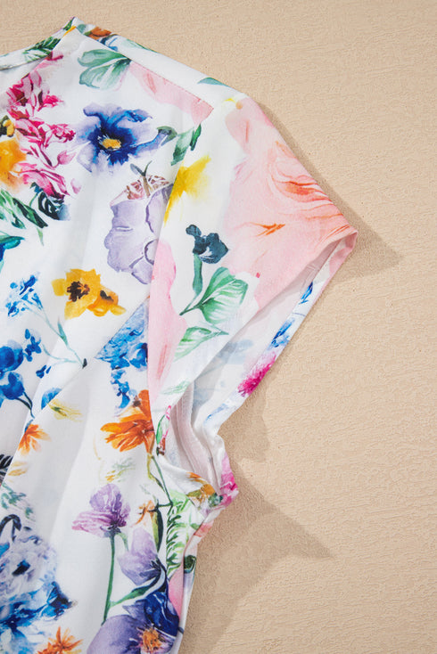 Southern Belle Cap Sleeve Mini H Line Floral Dress