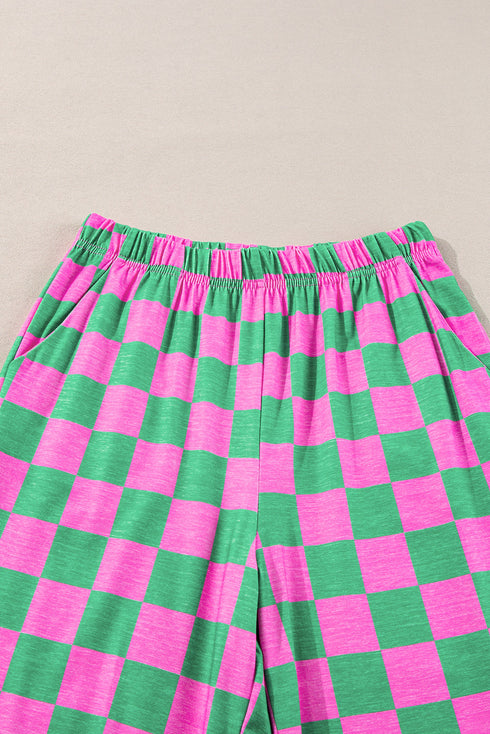 Southern Belle Checked Print High Waist Wide Leg Pants