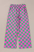 Southern Belle Checked Print High Waist Wide Leg Pants
