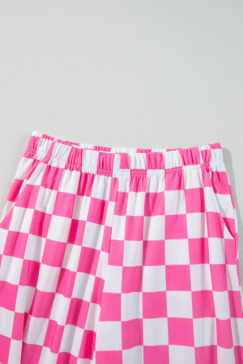 Southern Belle Checked Print High Waist Wide Leg Pants