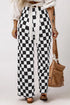 Southern Belle Checked Print High Waist Wide Leg Pants