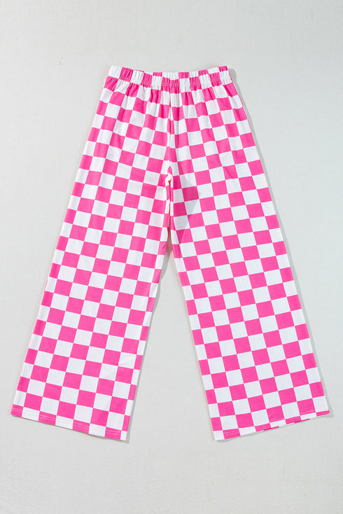 Southern Belle Checked Print High Waist Wide Leg Pants