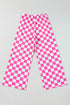 Southern Belle Checked Print High Waist Wide Leg Pants