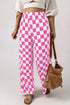 Southern Belle Checked Print High Waist Wide Leg Pants