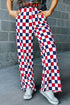 Southern Belle Checked Print High Waist Wide Leg Pants