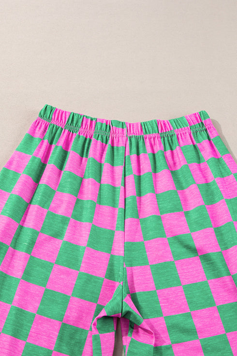 Southern Belle Checked Print High Waist Wide Leg Pants