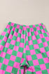 Southern Belle Checked Print High Waist Wide Leg Pants