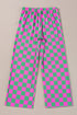 Southern Belle Checked Print High Waist Wide Leg Pants