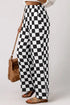 Southern Belle Checked Print High Waist Wide Leg Pants