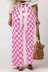 Southern Belle Checked Print High Waist Wide Leg Pants