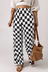 Southern Belle Checked Print High Waist Wide Leg Pants