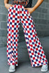 Southern Belle Checked Print High Waist Wide Leg Pants