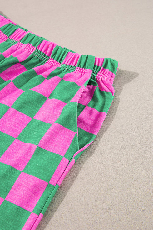 Southern Belle Checked Print High Waist Wide Leg Pants