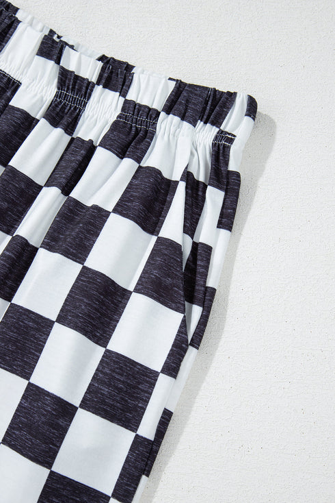 Southern Belle Checked Print High Waist Wide Leg Pants