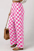 Southern Belle Checked Print High Waist Wide Leg Pants