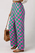Southern Belle Checked Print High Waist Wide Leg Pants