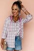 Southern Belle Checkered Plaid Loose Fit Hooded Shacket