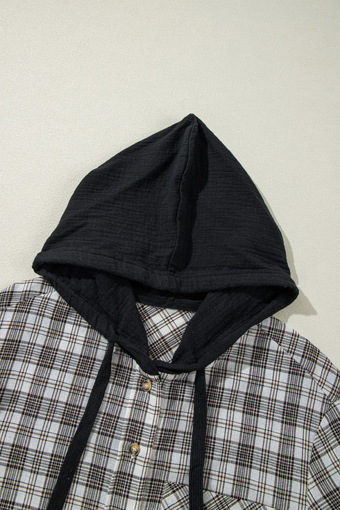 Southern Belle Checkered Plaid Loose Fit Hooded Shacket
