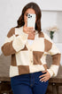 Southern Belle Checkered Print Ribbed Knit Cardigan