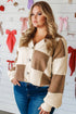 Southern Belle Checkered Print Ribbed Knit Cardigan