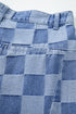 Southern Belle Checkered Print Wide Leg Denim Jeans