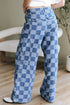 Southern Belle Checkered Print Wide Leg Denim Jeans