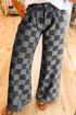 Southern Belle Checkered Print Wide Leg Denim Jeans