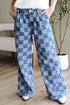 Southern Belle Checkered Print Wide Leg Denim Jeans