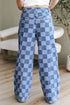 Southern Belle Checkered Print Wide Leg Denim Jeans