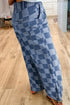 Southern Belle Checkered Print Wide Leg Denim Jeans