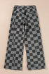 Southern Belle Checkered Print Wide Leg Denim Jeans