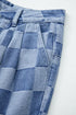 Southern Belle Checkered Print Wide Leg Denim Jeans