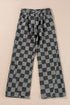 Southern Belle Checkered Print Wide Leg Denim Jeans