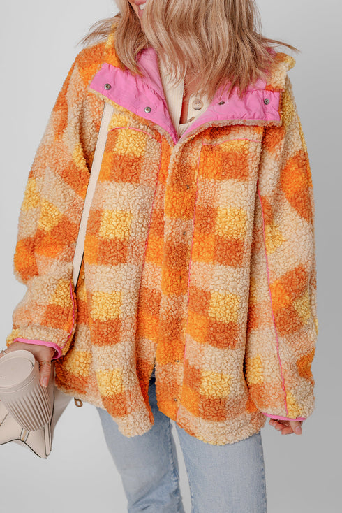 Southern Belle Checkered Sherpa Fleece Hooded Jacket