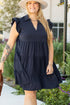 Southern Belle Collared Ruffle Sleeve Tiered Mini Dress